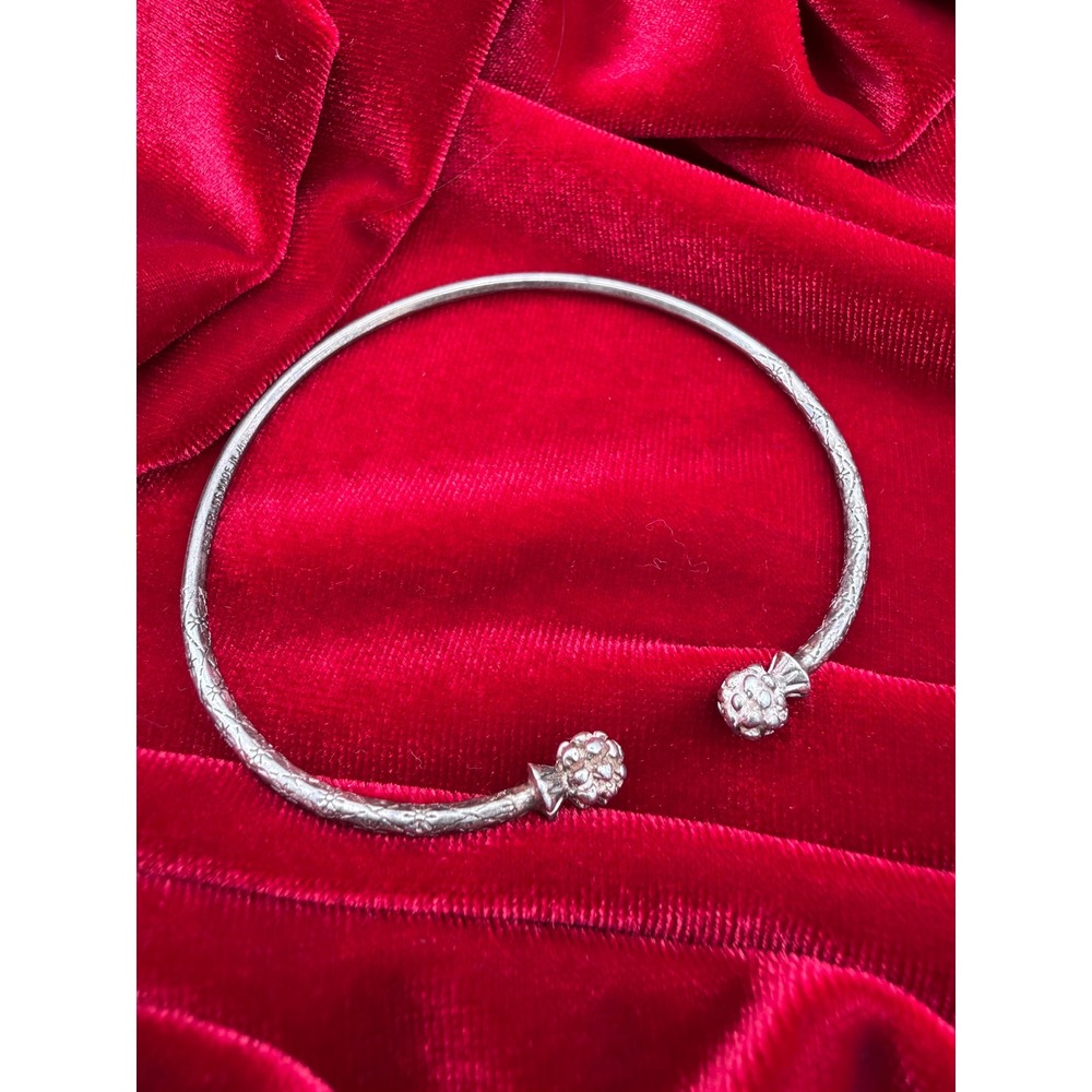 Vintage Sterling Silver Thistle Torque Bangle Cuff Bracelet Made in Scotland